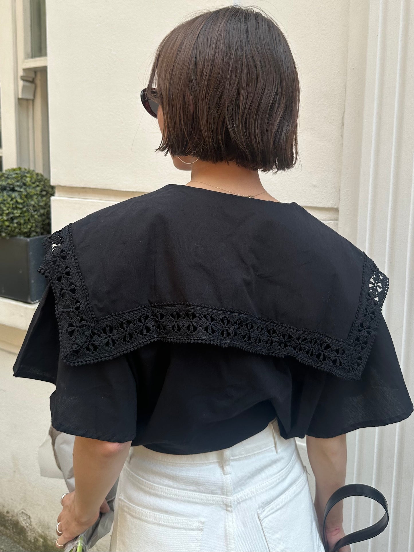 Frilly summer blouse(BLACK)