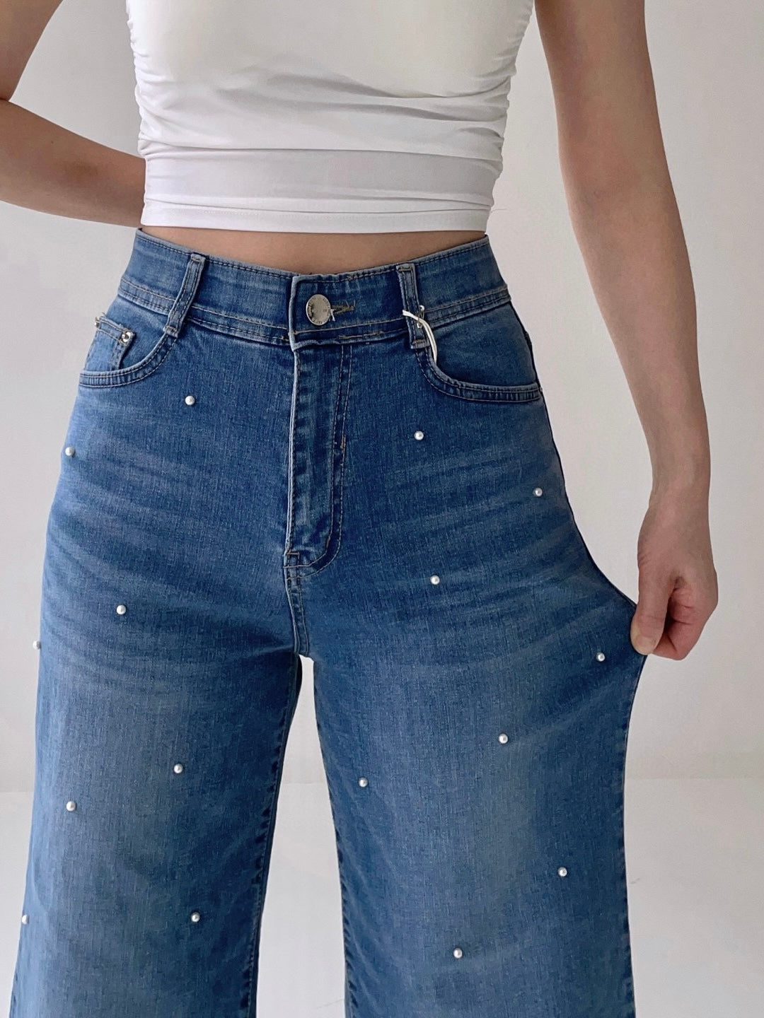 Pearl denim pants